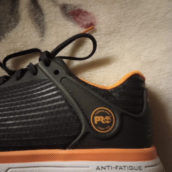 Timberland Pro Steel Toe Anti Fatigue Sneakers Size 7W Black Gray and Orange - Picture 4 of 5